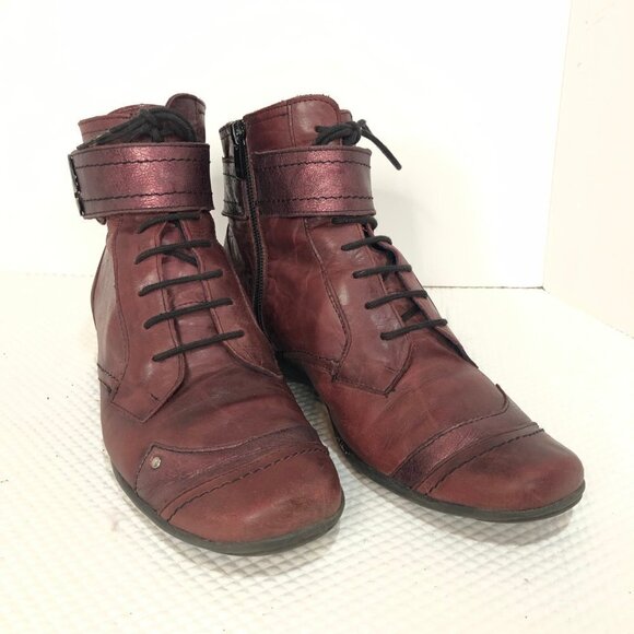 DORKING by Fluchos Agata Red Leather Ankle Booties Size 38 (7.5) - Picture 5 of 14